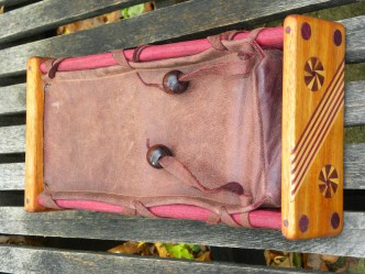 Leather exotic wood frame OP-1 case side